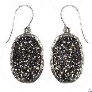 Waxing Poetic White Bronze Kristal Oval Earrings